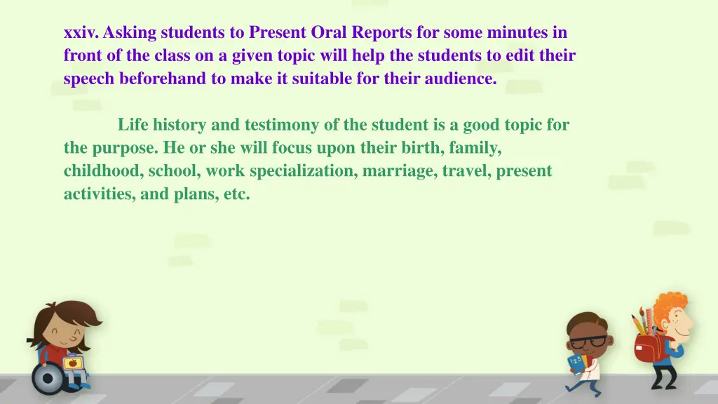 xxiv asking students to present oral reports
