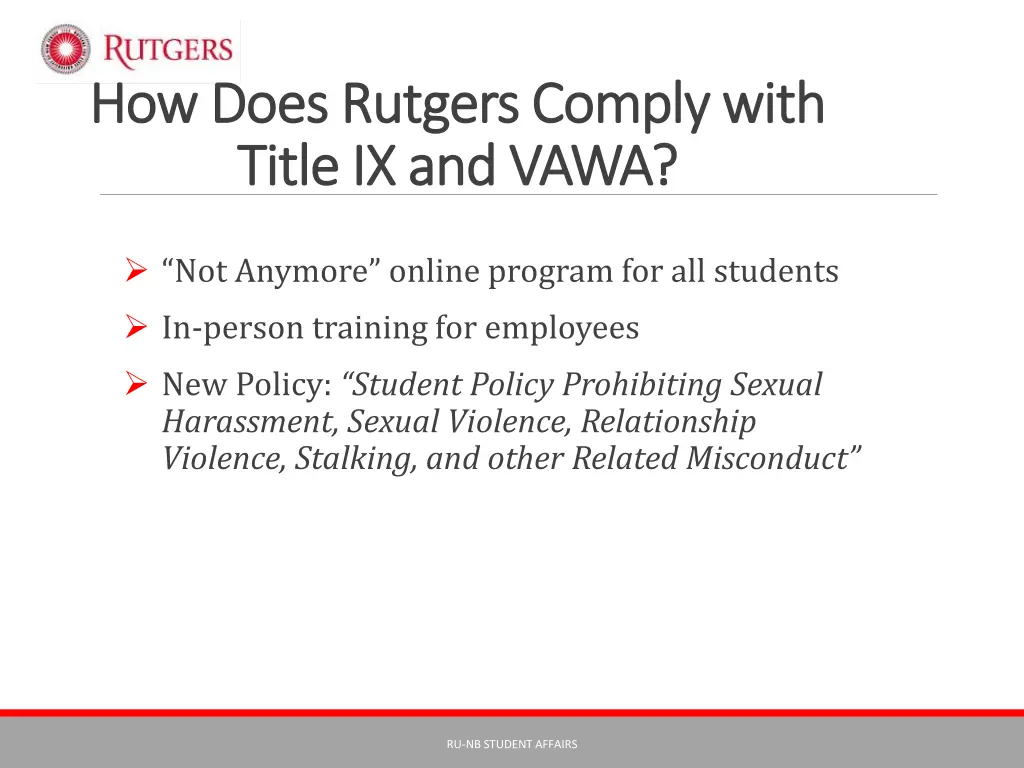 how does rutgers comply with how does rutgers
