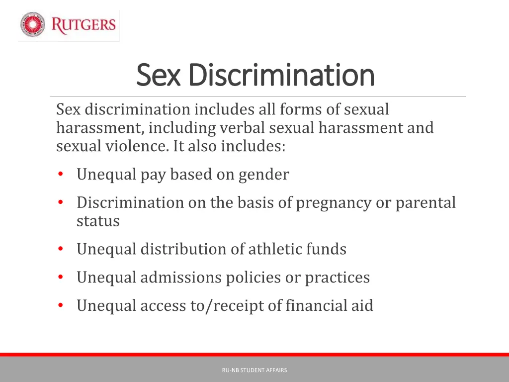 sex discrimination sex discrimination