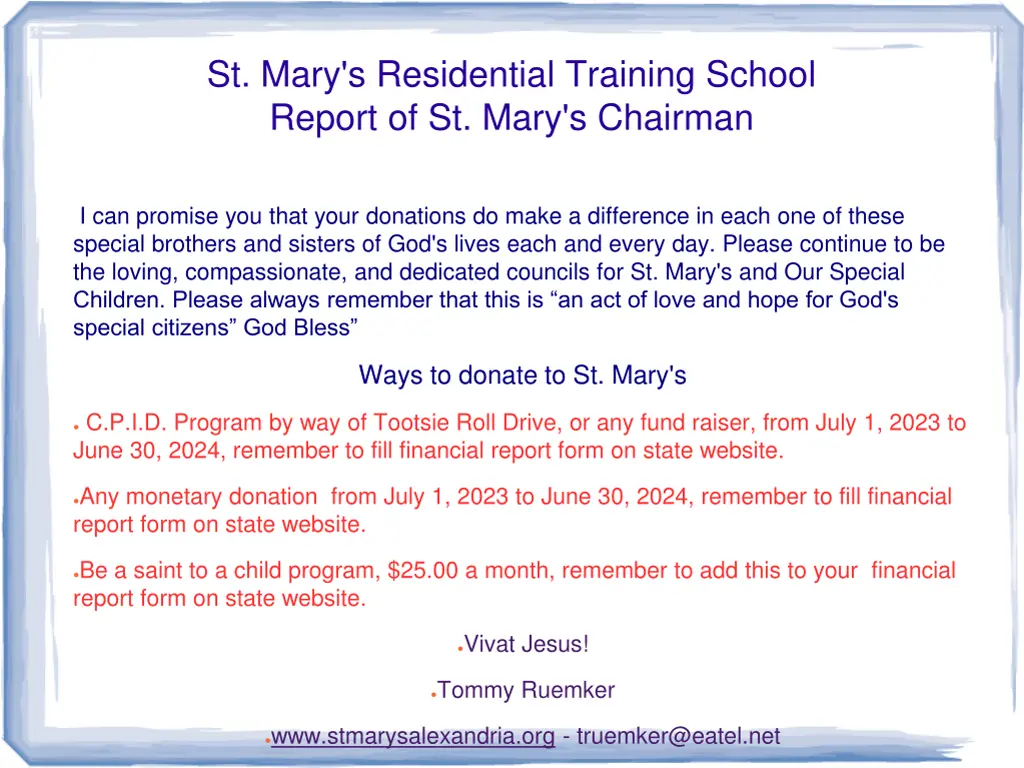 st mary s residential training school report 1