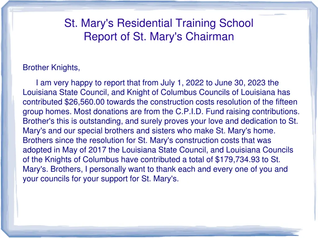 st mary s residential training school report