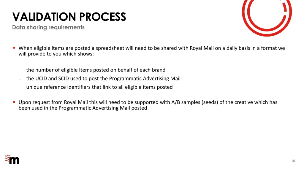 validation process data sharing requirements
