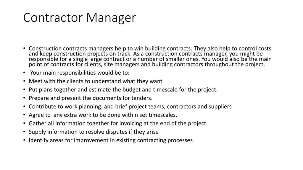 contractor manager
