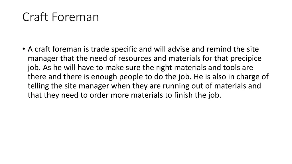 craft foreman