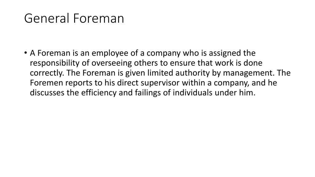 general foreman