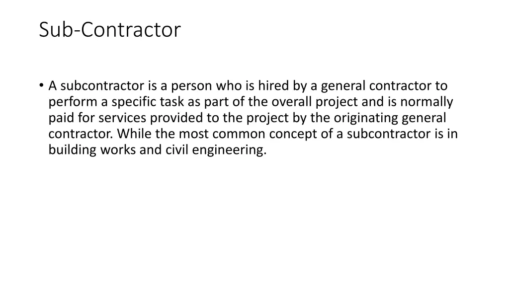 sub contractor