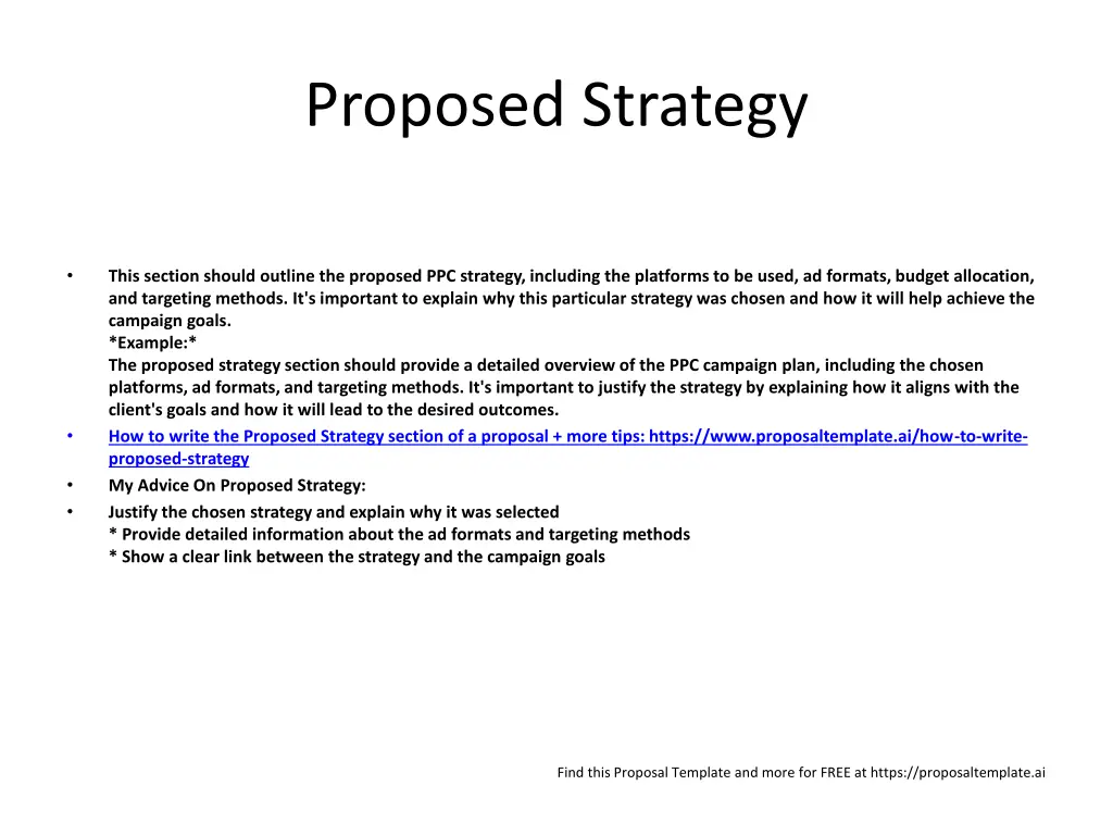proposed strategy