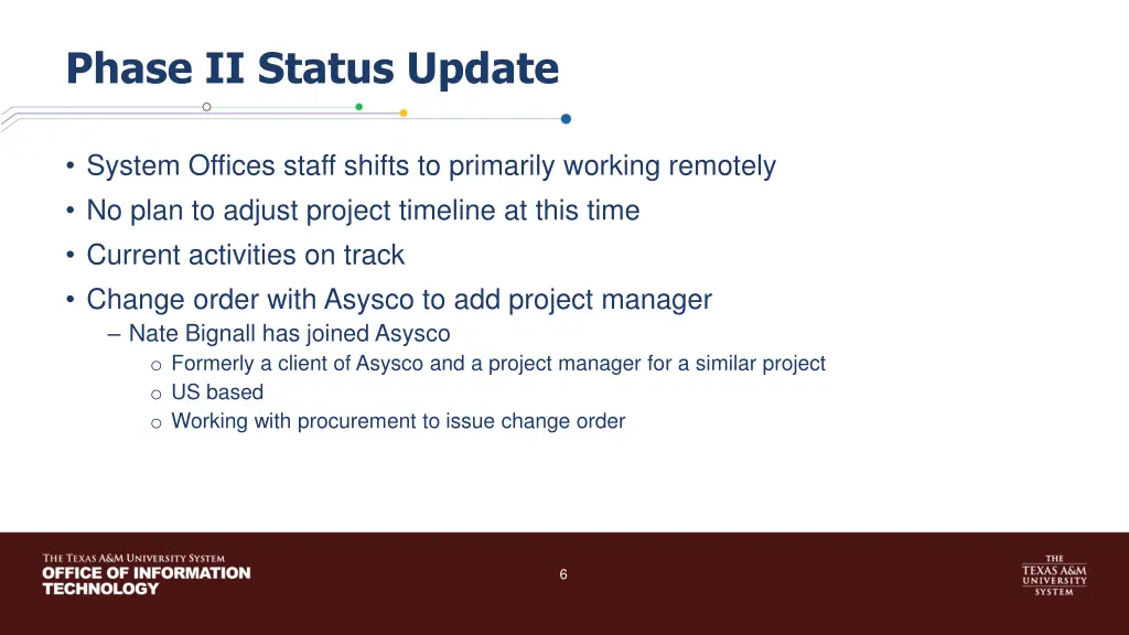 phase ii status update