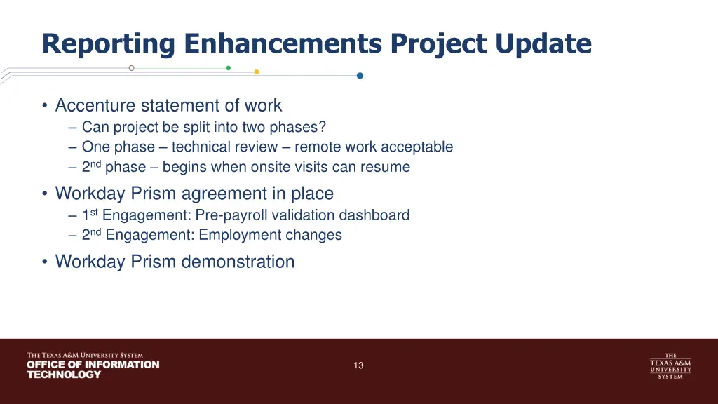 reporting enhancements project update