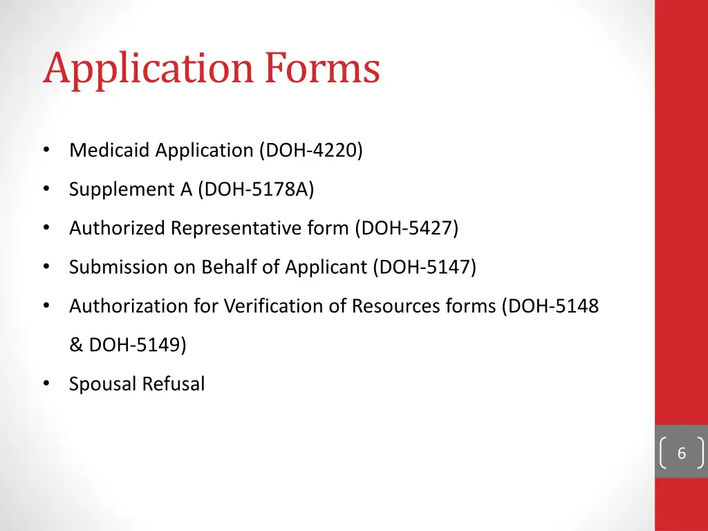 application forms
