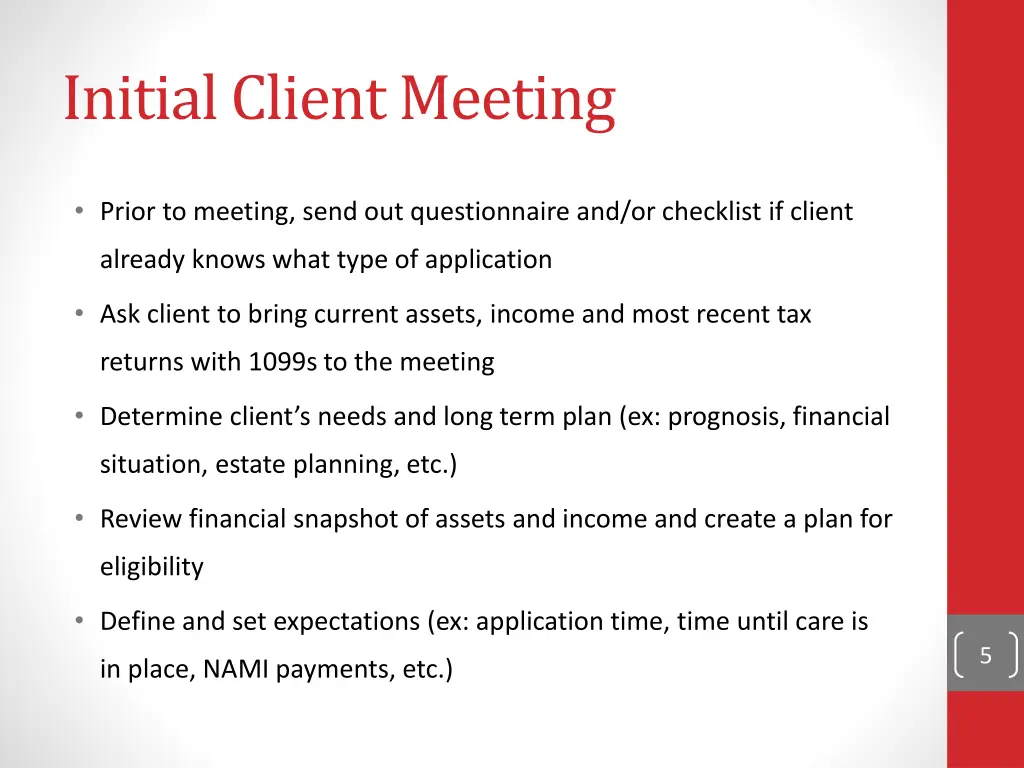 initial client meeting