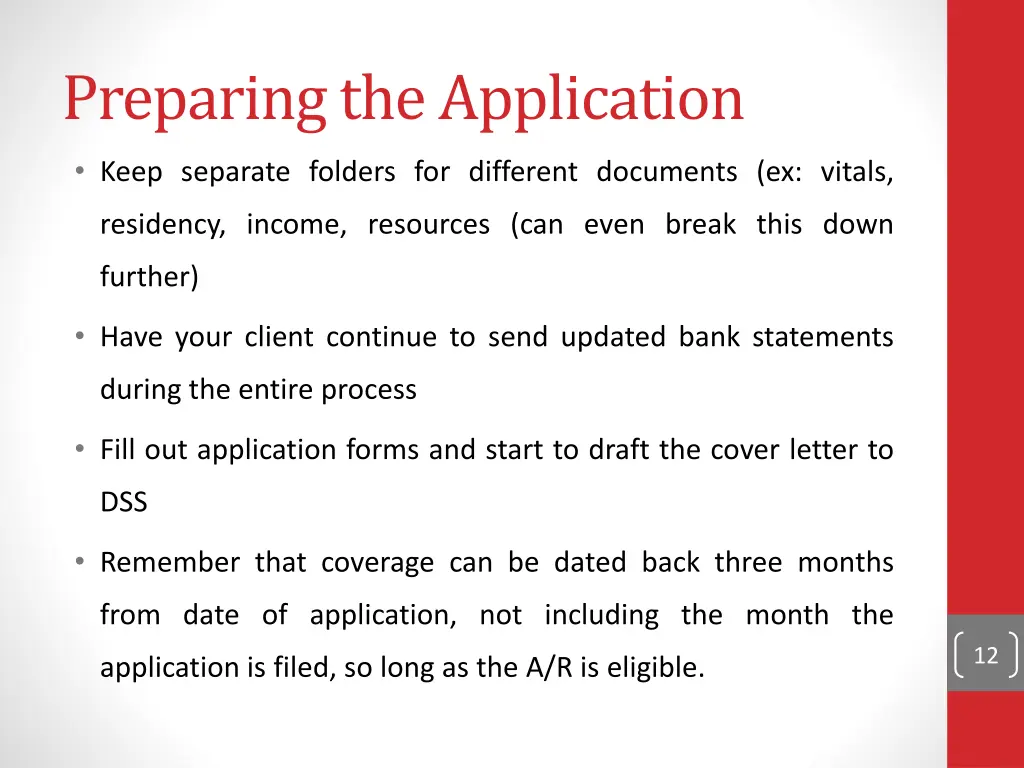 preparing the application