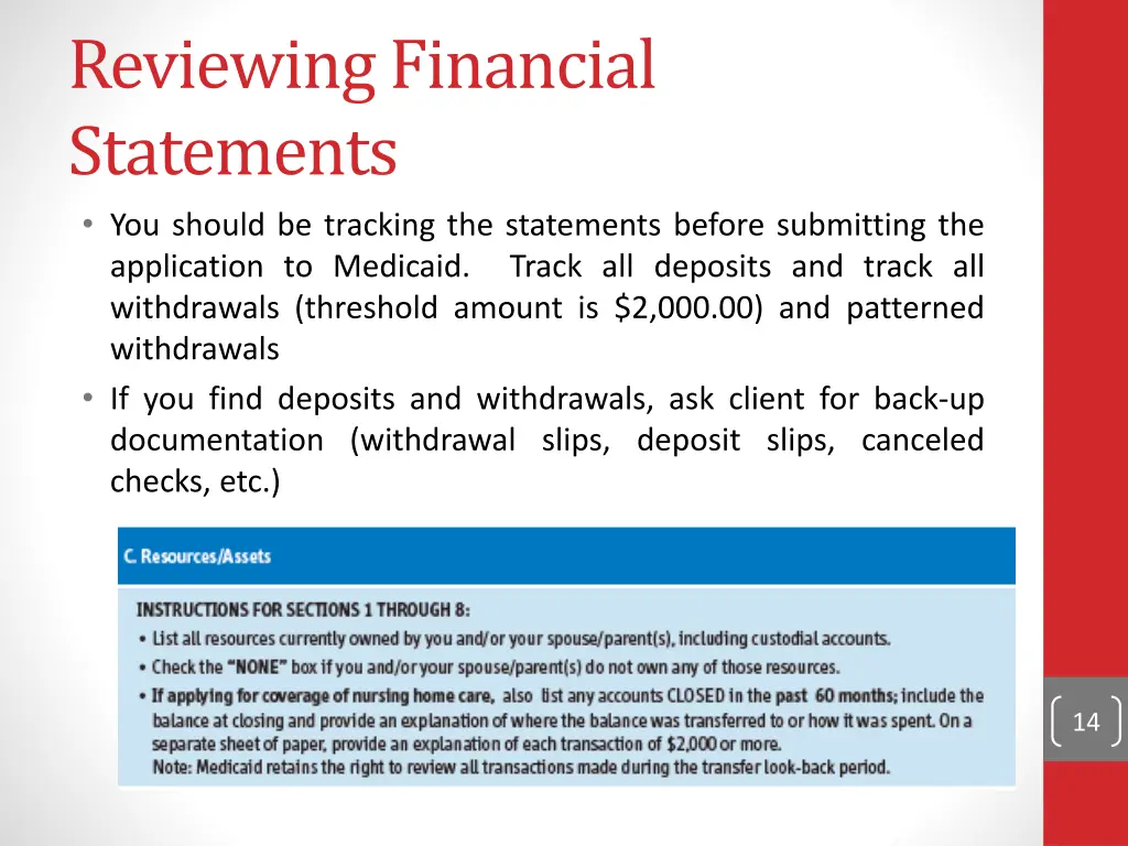 reviewing financial statements you should