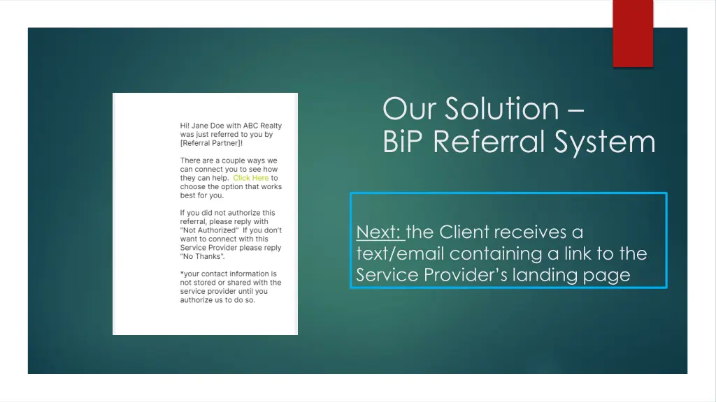 our solution bip referral system 3
