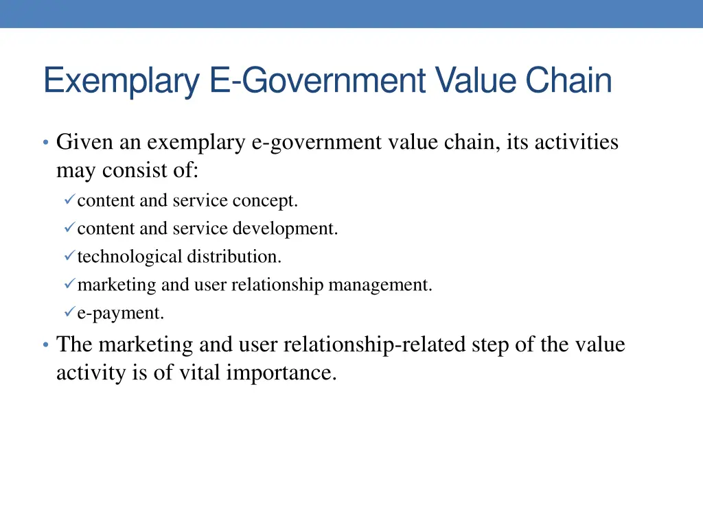 exemplary e government value chain
