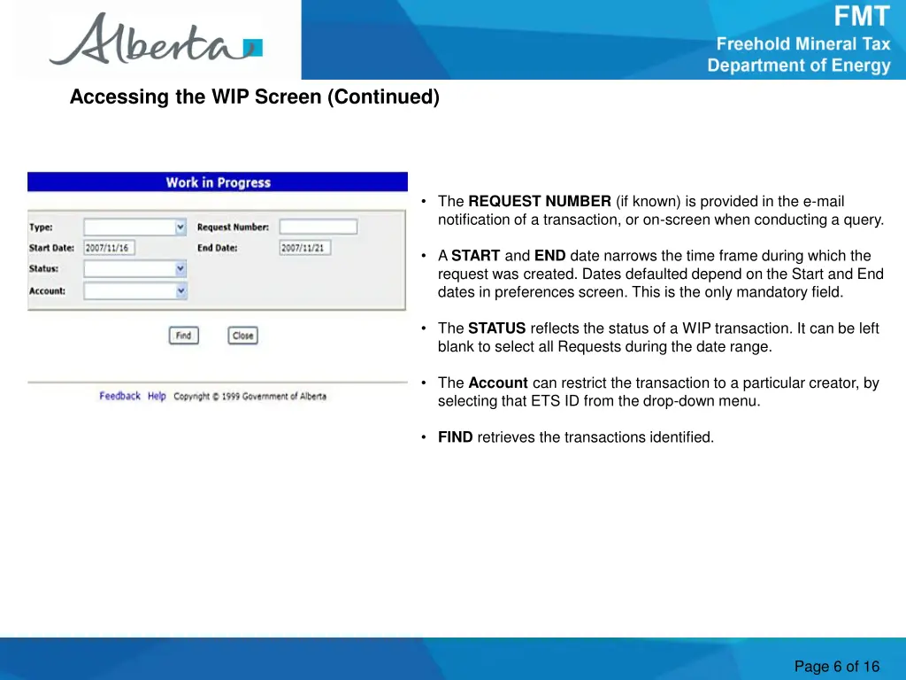 accessing the wip screen continued