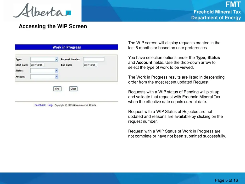accessing the wip screen