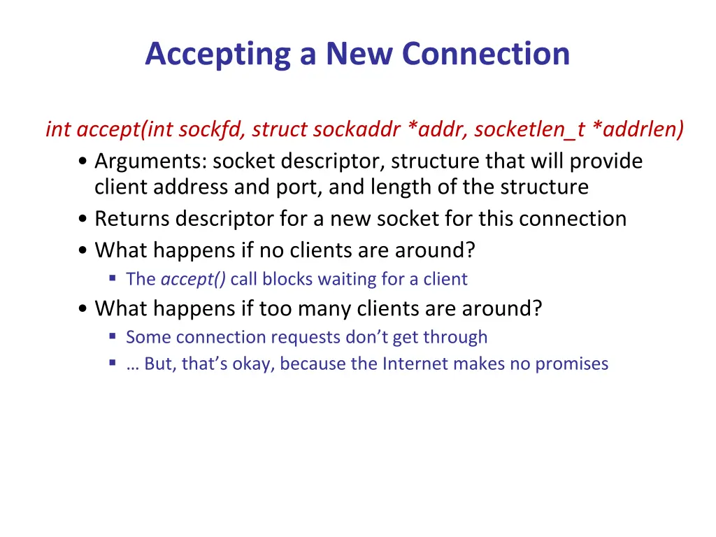 accepting a new connection