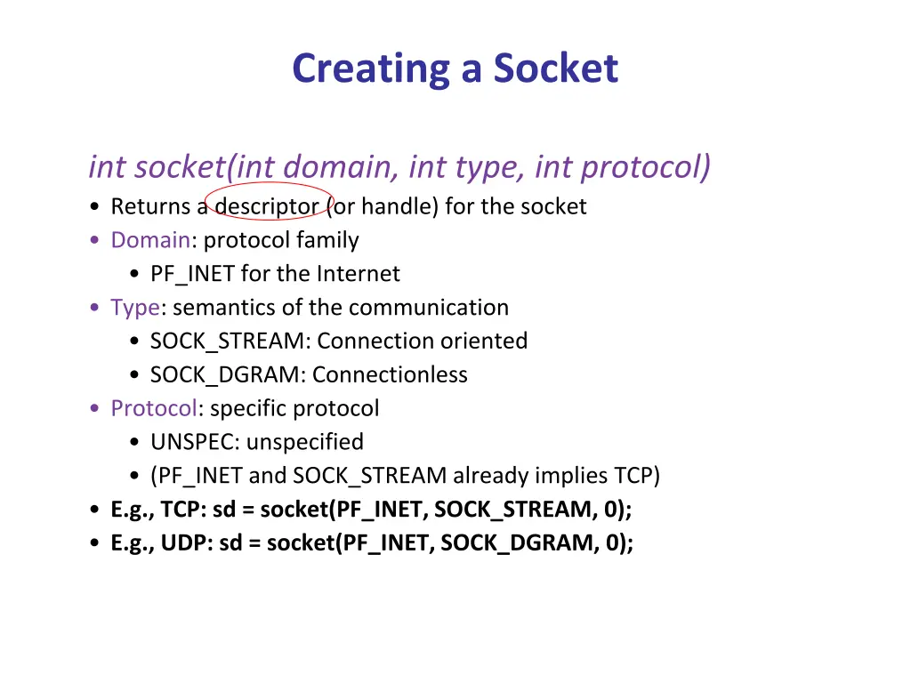 creating a socket