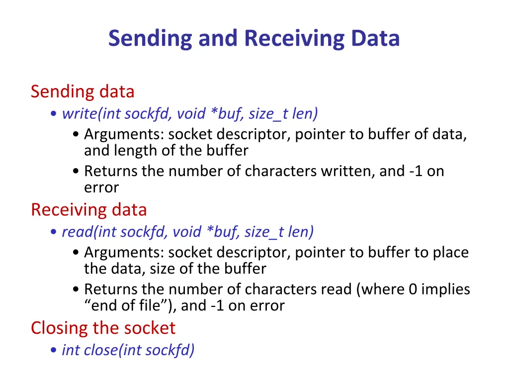 sending and receiving data