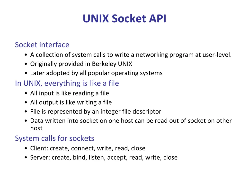 unix socket api