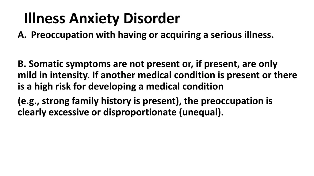 illness anxiety disorder a preoccupation with