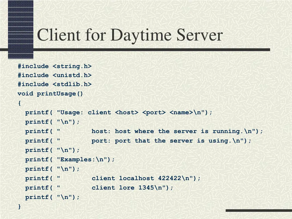 client for daytime server 1