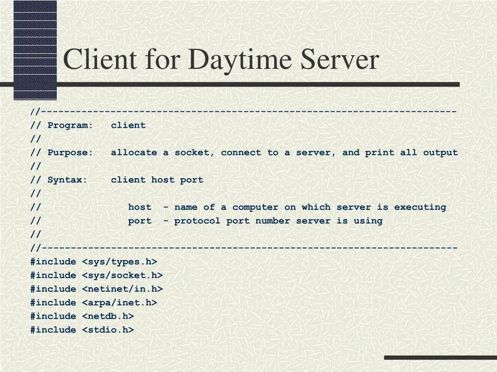 client for daytime server