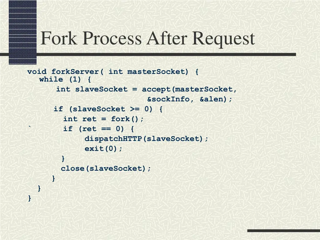 fork process after request