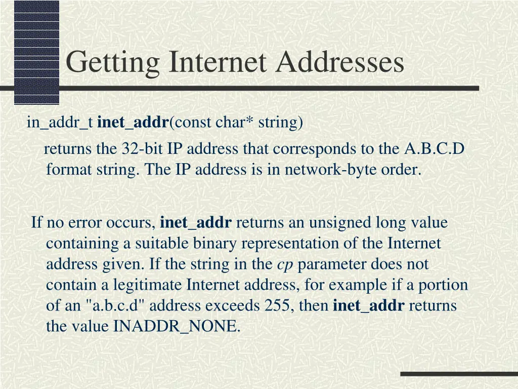getting internet addresses 1