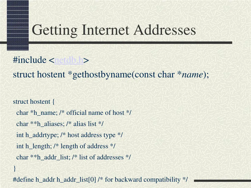 getting internet addresses