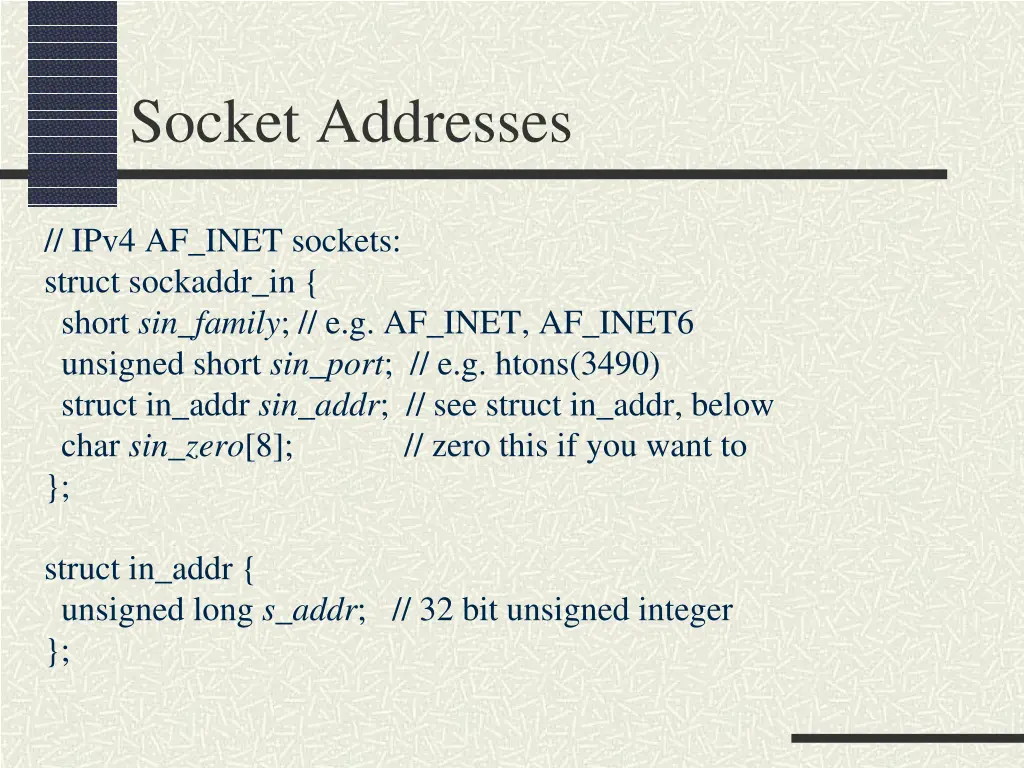 socket addresses 1