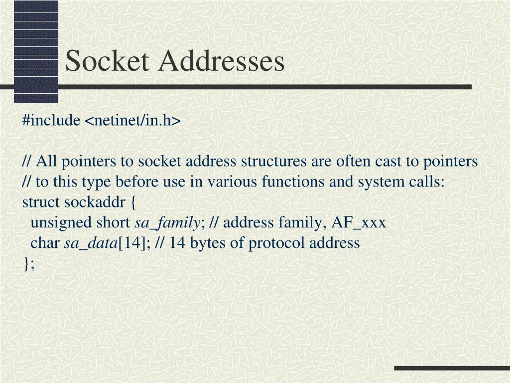 socket addresses