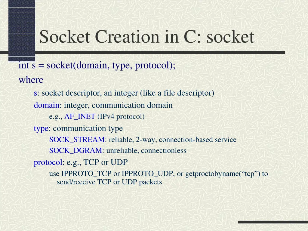 socket creation in c socket