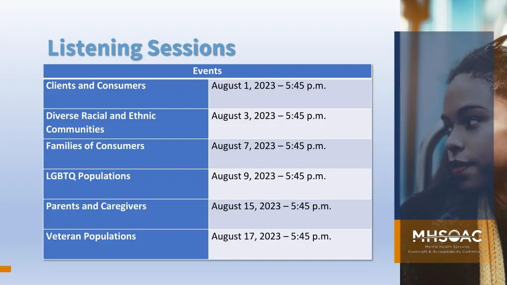 listening sessions text clients and consumers
