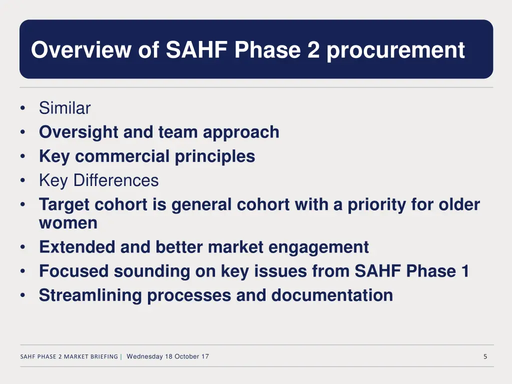 overview of sahf phase 2 procurement