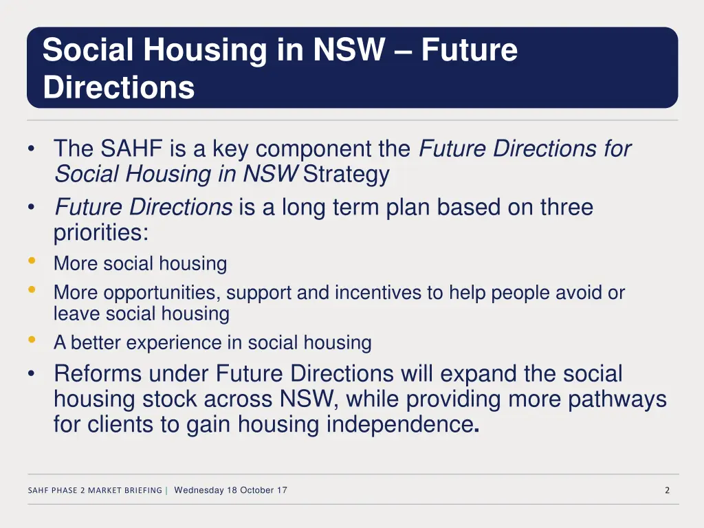 social housing in nsw future directions