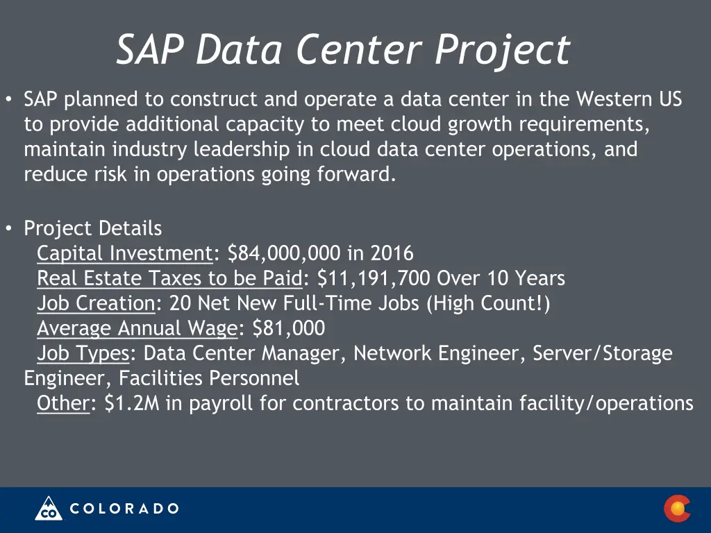 sap data center project