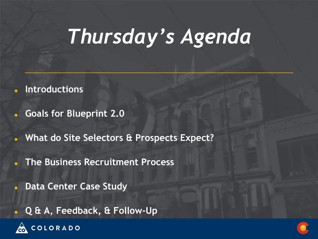thursday s agenda