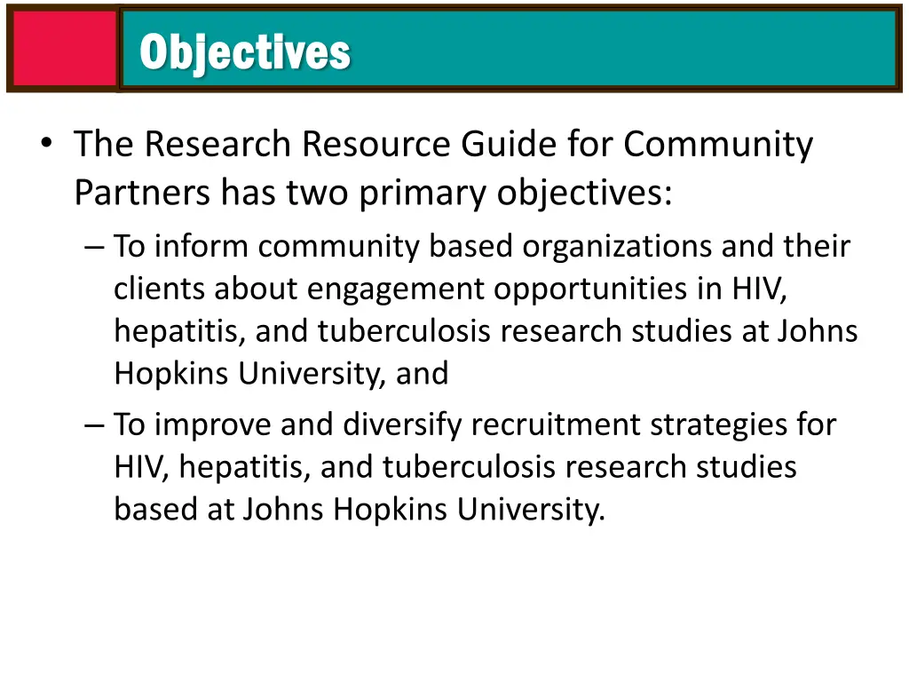 objectives objectives