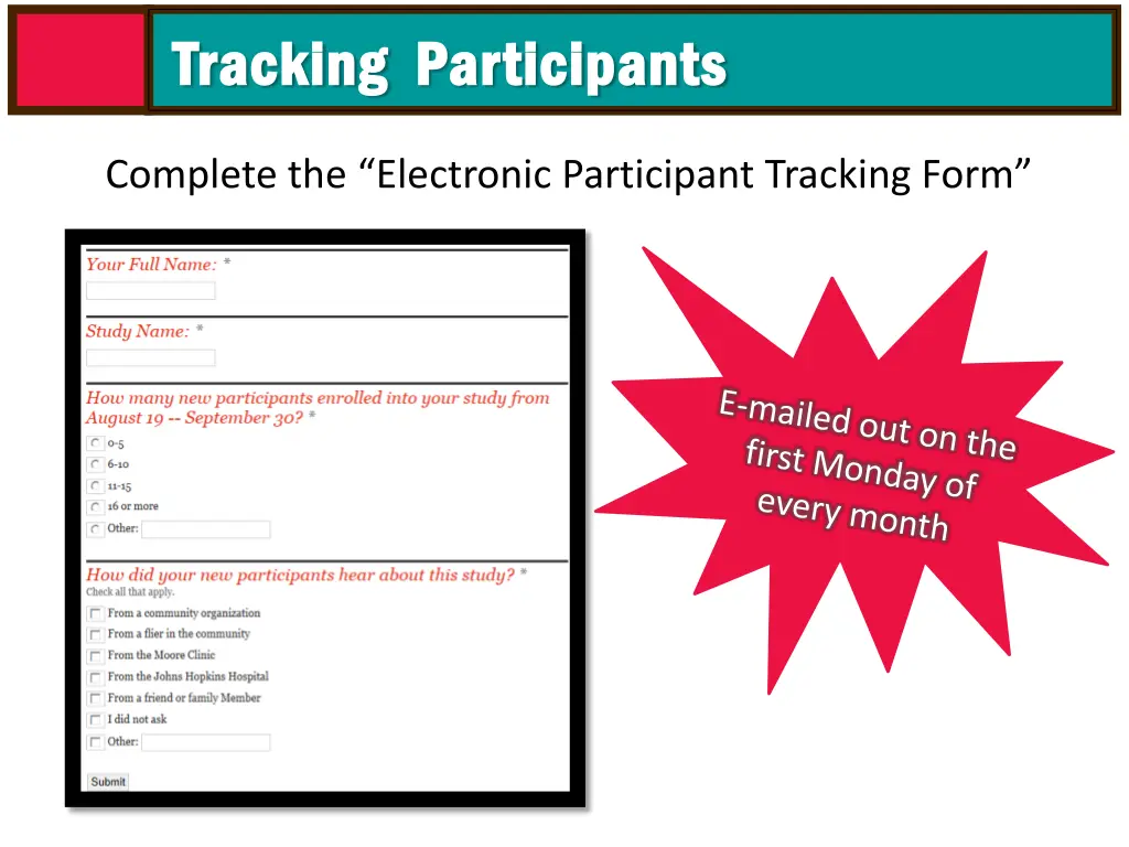 tracking tracking participants participants