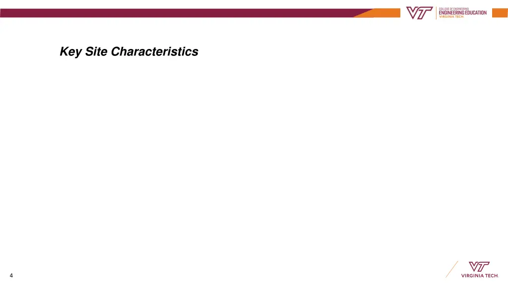 key site characteristics