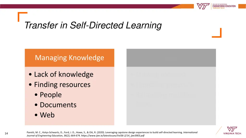 transfer in self directed learning