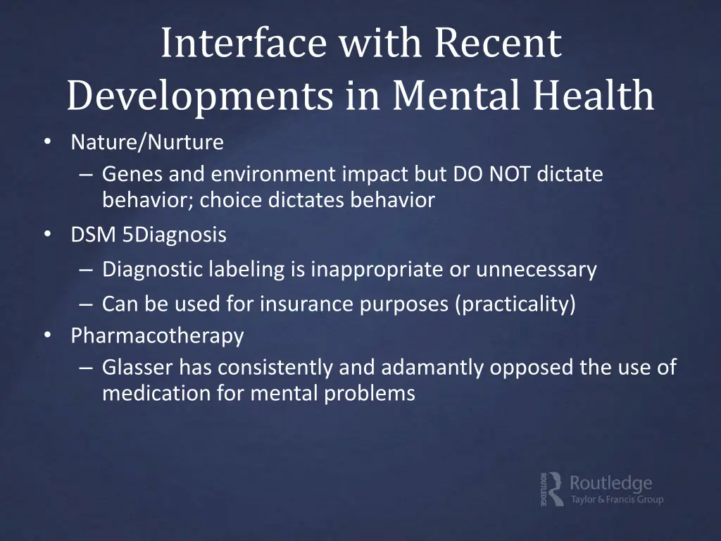 interface with recent developments in mental