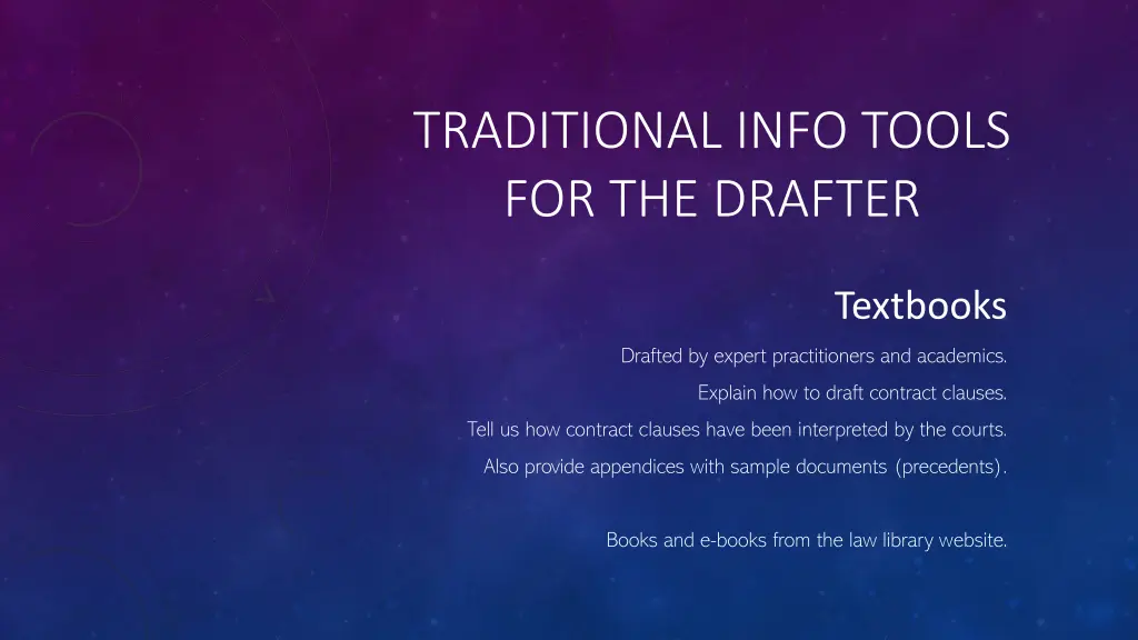 traditional info tools for the drafter