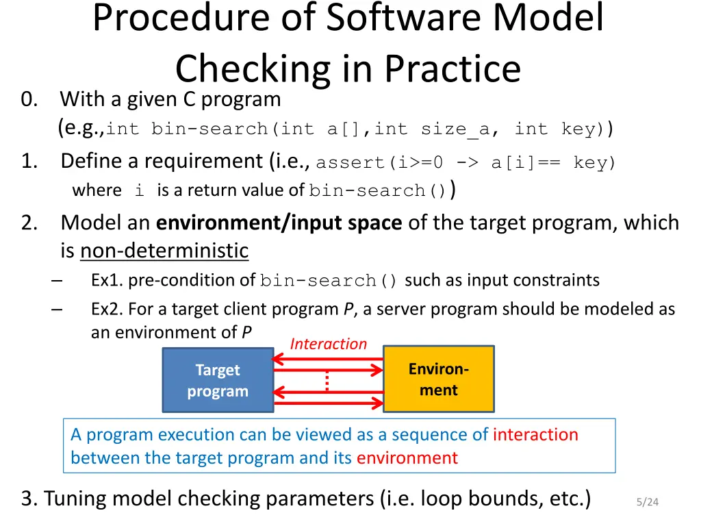 procedure of software model checking in practice