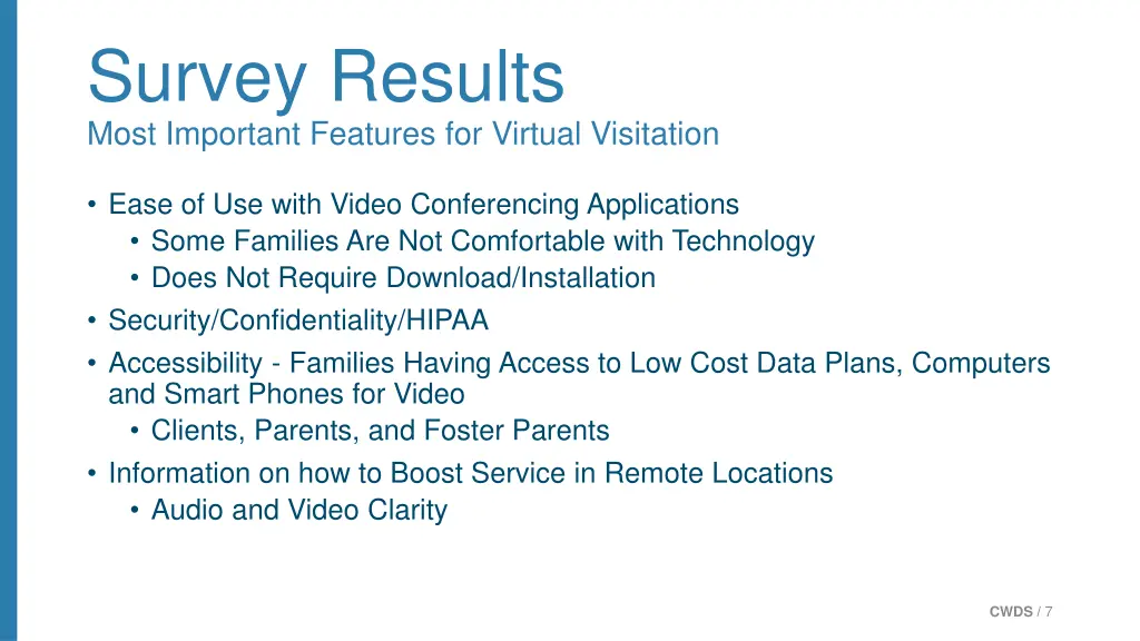 survey results most important features