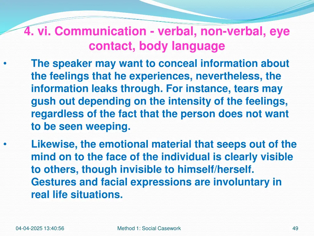 4 vi communication verbal non verbal eye contact 13
