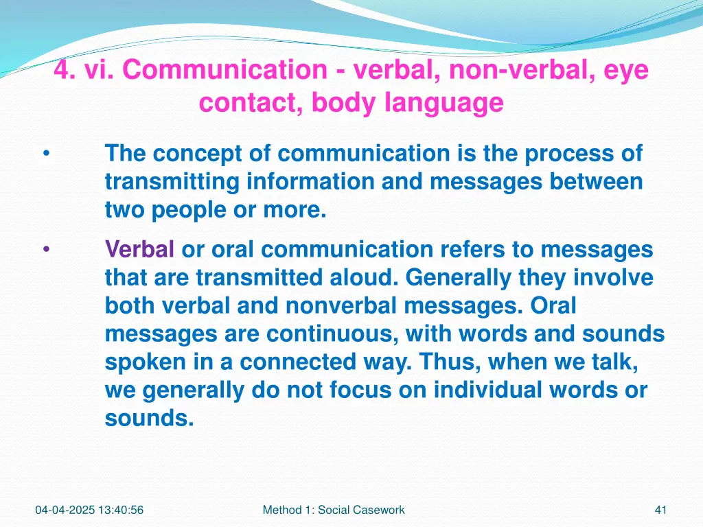 4 vi communication verbal non verbal eye contact 5