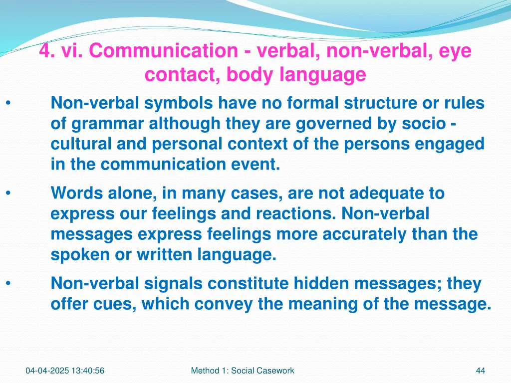 4 vi communication verbal non verbal eye contact 8